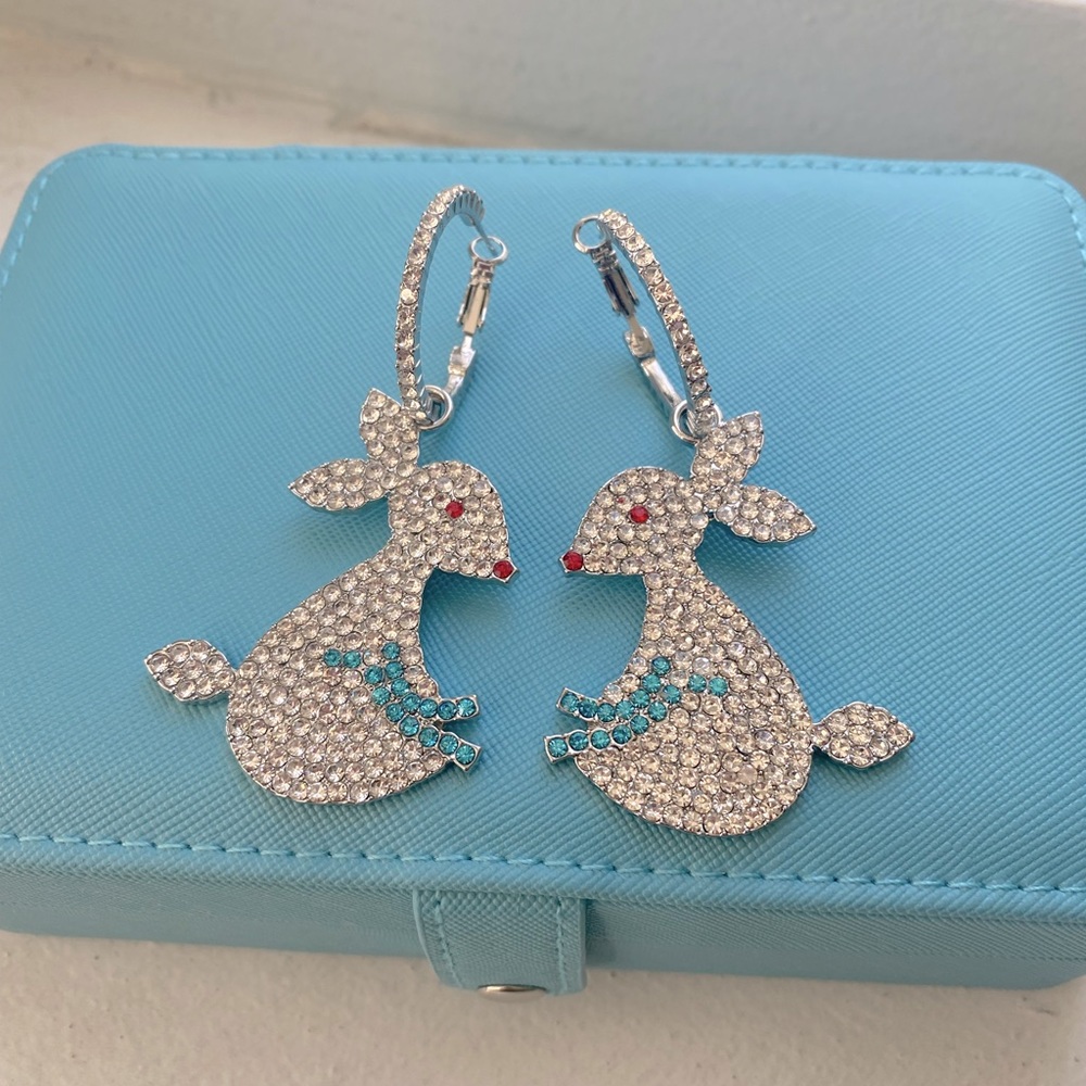 Rabbit Drop Crystal Earrings 2-way Wearing